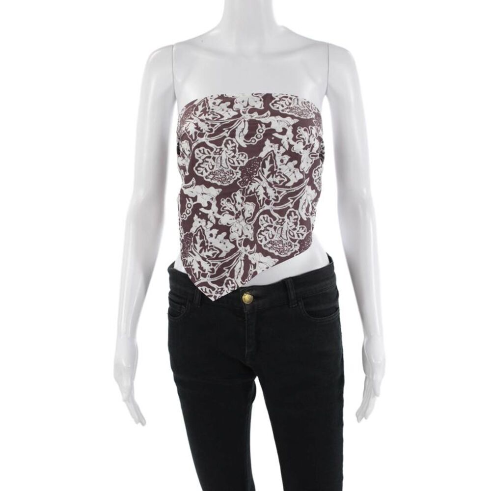 Tibi Womens Batik Strapless Bandeau Top - Cinnamon Multi Size XS
